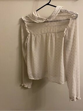 H&M Cream Ruffled Peter Pan Collar Blouse